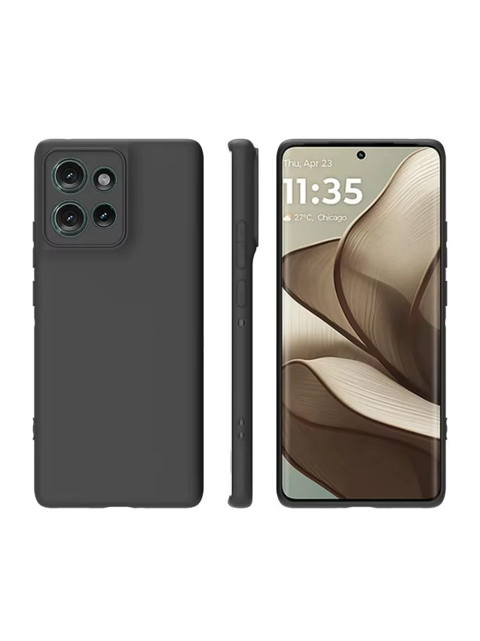 Schlanke Silikonhülle für Motorola Moto Edge 70, Edge 50 und Edge 60 Pro in Schwarz mit mattem TPU-Finish - Bild 6