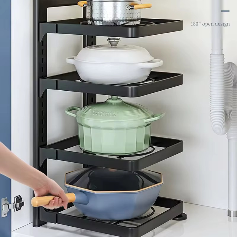 Untior Kochtopfhalter aus Kohlenstoffstahl in Schwarz, mehrstöckiges Aufbewahrungsregal für die Küchenspüle - Bild 2