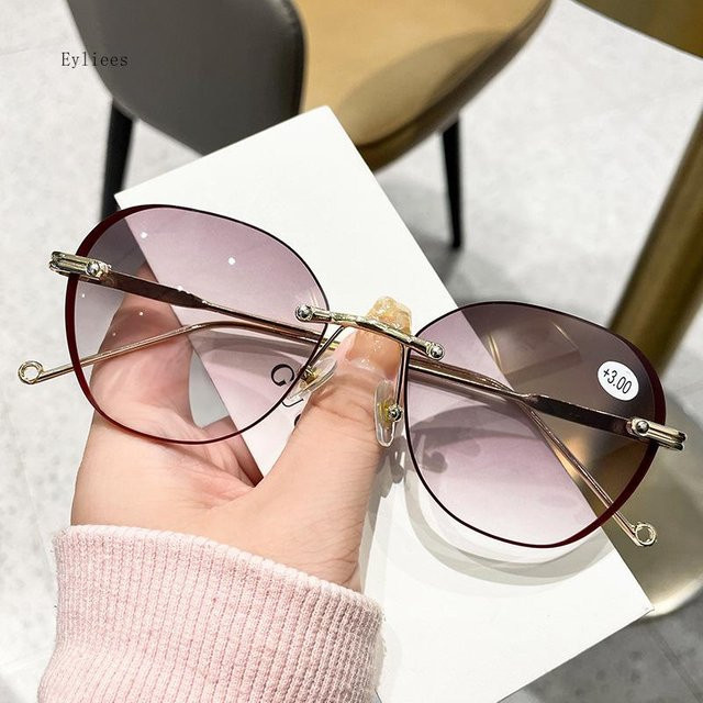 Card Chan Lese-Sonnenbrille, randlos, round, stainless steel, unisex, white, purple - Bild 1