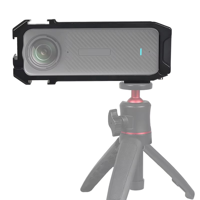 Insta360 Action-Kamera-Käfig für Insta360 X4 mit Panorama-Rahmen-Rig, magnetischem Klappstativadapter und Cold Shoe in Schwarz - Bild 4