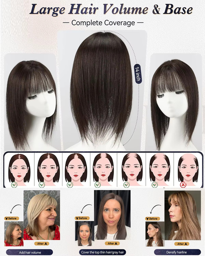 CC YOUNG Echthaar-Topper für Damen, Clip-in-Haarteile - Bild 5