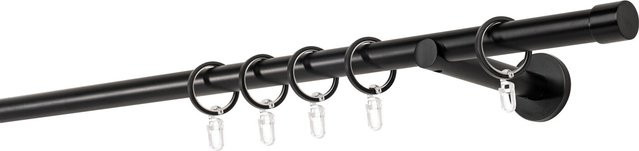 ONDECO Wandträger Rohr 1-läufig mit Endstück Cap in Schwarz, Länge: 250 cm, Durchmesser: 20 mm, Wandabstand: 12 cm - Bild 1