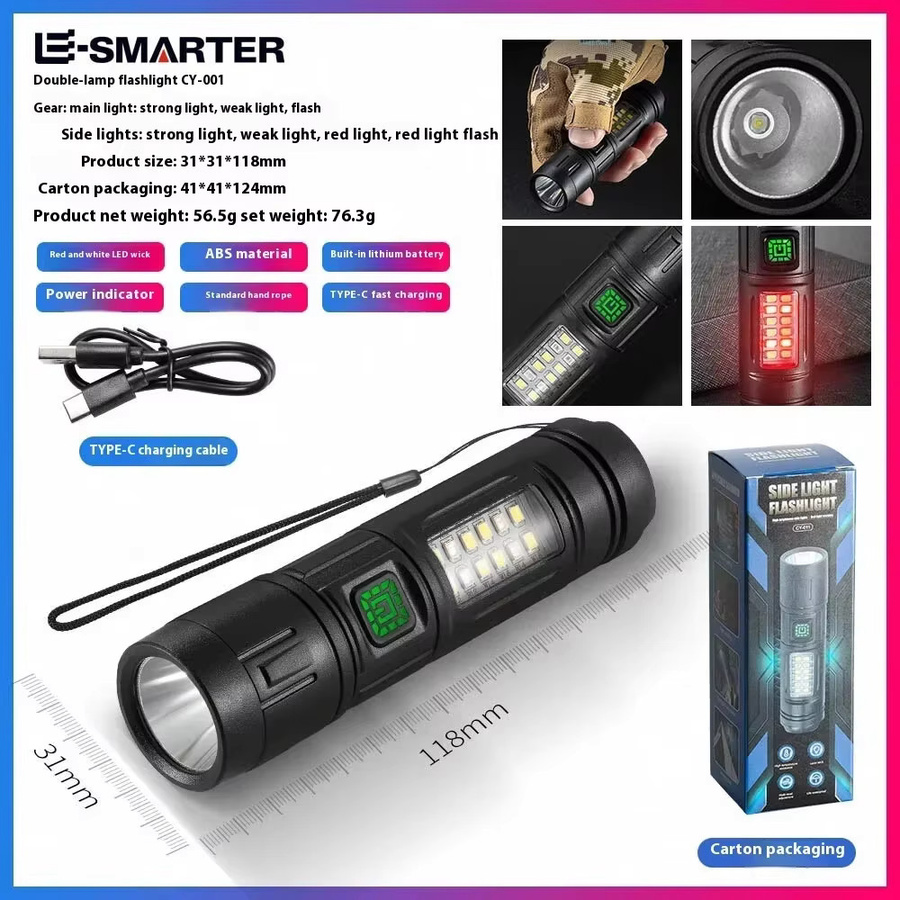 ESMARTER Wiederaufladbare LED-Taschenlampe in Schwarz für Camping, Jagd und Angeln - Bild 6