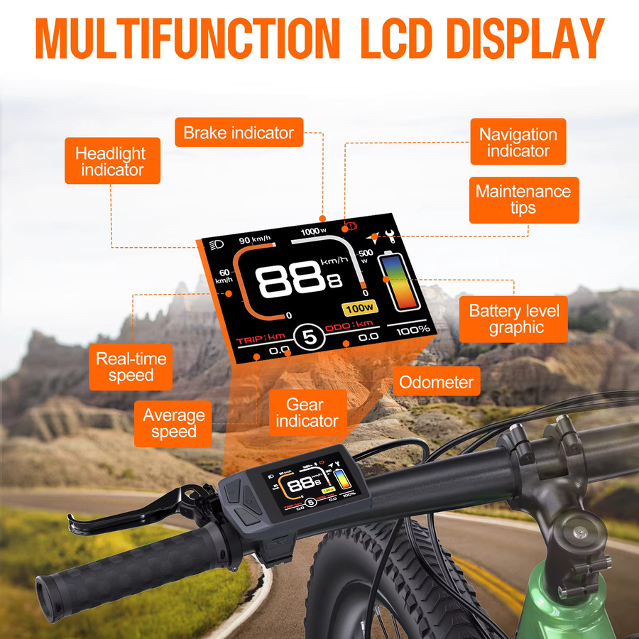 EKD01 E-Bike Display 2,4 Zoll TFT Farbdisplay für Bafang CAN-Protokoll Mittelmotor, Schwarz, IP67 Wasserdicht, E-Bike Computer mit Typ-C Ladeanschluss für BBS01B BBS02B BBSHD - Bild 6