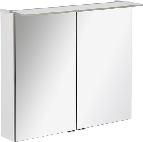 Fackelmann Spiegelschrank b.perfekt in Weiß und Grau mit Softclose-Türen, integrierter LED-Beleuchtung und Rasiersteckdose, B/H/T: 80 x 69 x 23,1 cm - Bild 2