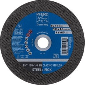 PFERD Trennscheibe EHT SG CLASSIC STEELOX für Stahl und Edelstahl, Blau, Durchmesser: 180 mm, Dicke: 1,6 mm, Bohrung: 22,23 mm - Bild 1