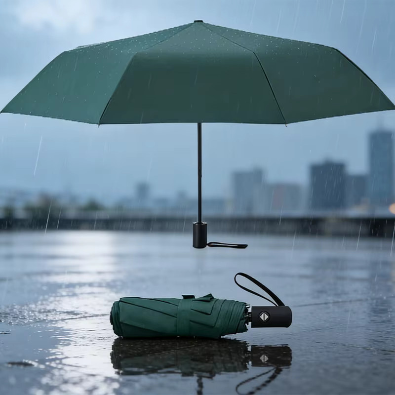 BKBY Winddichter Reiseschirm mit Automatikfunktion, kompakter faltbarer Regenschirm in Blau - Bild 4