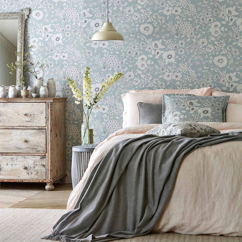 Sanderson Tapete Maelee Minéral Blau Botanisches Floral Vlies-Tapete - Bild 2