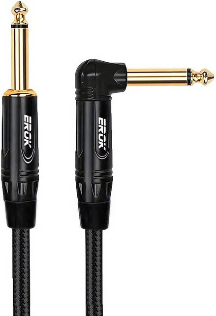 EROK Gitarrenkabel in Schwarz – Professionelles 1/4 Zoll Instrumentenkabel für E-Gitarre und Verstärker, gerade bis rechtwinklige Ausführung - Bild 1