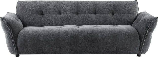 Vente-unique Sofa Napizo Anthrazitgrau mit Stoffbezug und Holzrahmen ohne Schlafmöglichkeit Breite: 228 cm - Bild 1