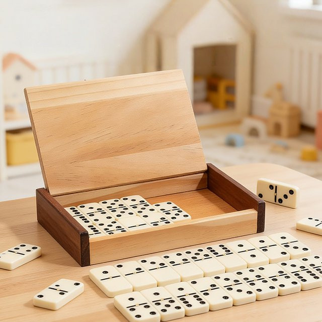 Tlewj Dominosteine-Set, Doppel-Sechs-Dominos-Spielset, mit Holzkoffer, ab 14 Jahren - Bild 1
