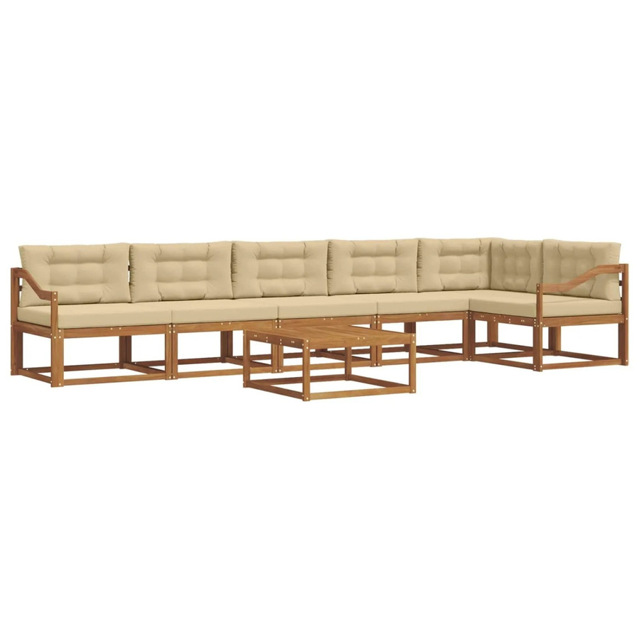 vidaXL Outdoor-Sofagarnitur 7-teilig aus Akazienholz mit Kissen in Natur und Beige - Bild 2