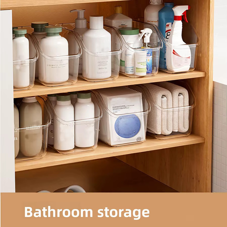 Ausziehbarer Schrank-Organizer mit Rollen aus Kunststoff, transparenter Aufbewahrungskorb für Küche und Badezimmer - Bild 5