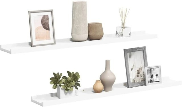 vidaXL Bilderleisten 2er Set Weiß aus MDF, Breite: 80 cm, Tiefe: 9 cm, Höhe: 3 cm - Bild 1