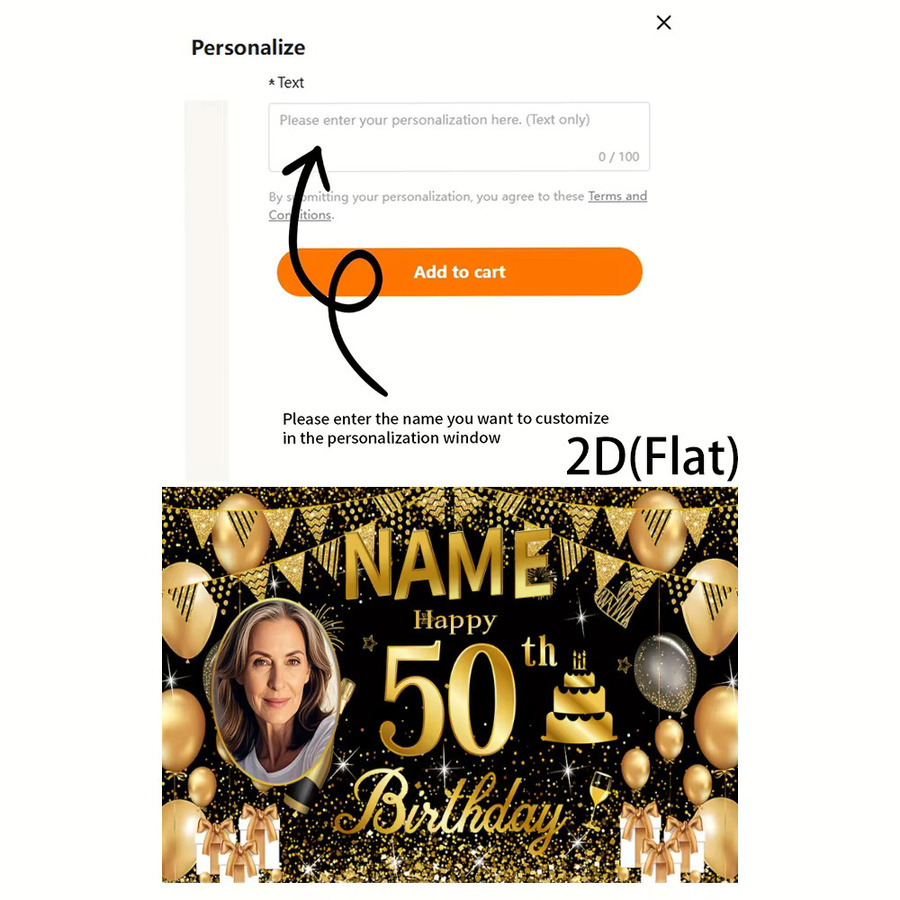 VIKAMA Maßgeschneiderter Wandteppich zum 50. Geburtstag in Rosa mit individuellem Namen als Fotohintergrund und Wanddekoration - Bild 4
