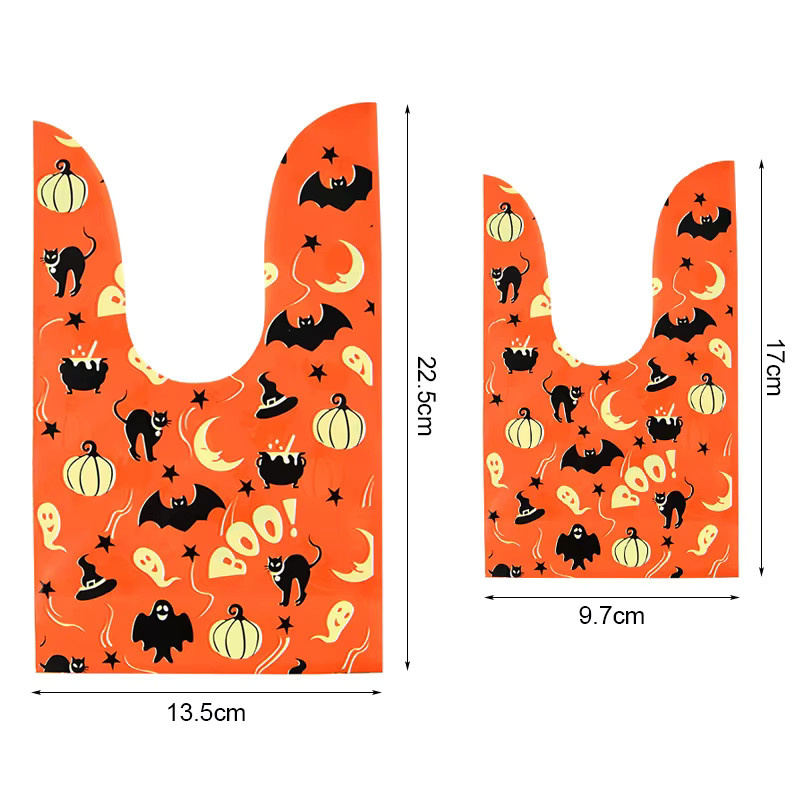 25 Stück Halloween Süßigkeiten Taschen mit Kürbis Geist und Kaninchen Ohren in Orange für Party Snacks und Geschenke von ZQCXLD - Bild 2