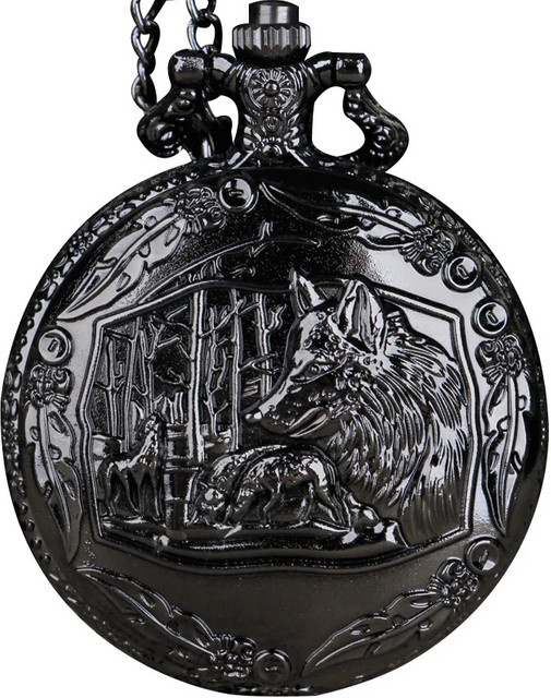 Wecin Taschenuhr Quarz, Messing, Bronze, Wolf, Unisex - Bild 1