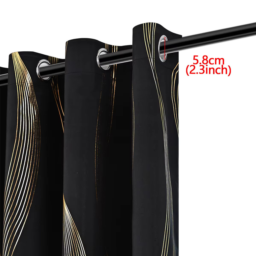 YIHEIM Verdunkelungsvorhang mit Heißprägung und Ösen, 1 Panel, Beige oder Schwarz, Breite: 100 cm, Höhe: 130 cm - Bild 3