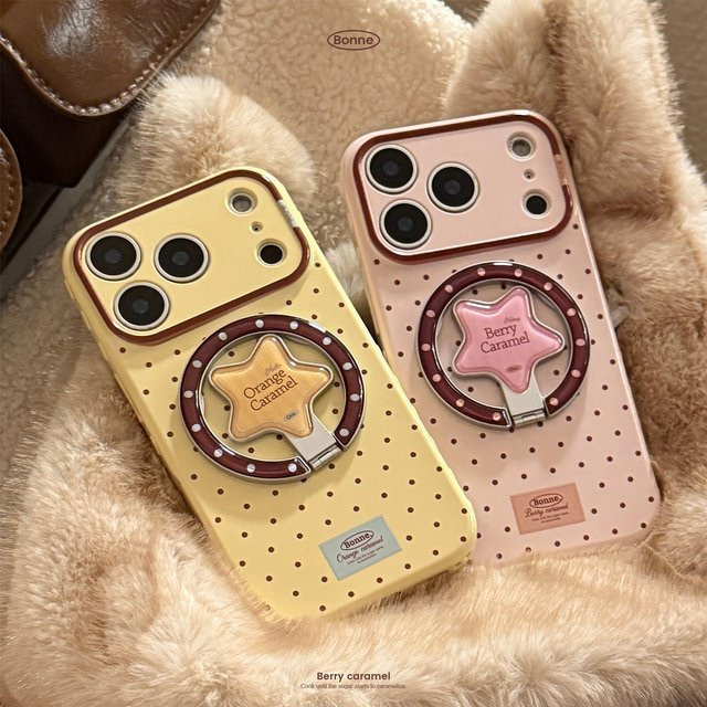 Potdemiel Handyhülle mit Koreanischem Polka Dot und Sternen Design, Magnetische Halterung, Stoßfeste Weiche Hülle für iPhone 17 16 15 14 13 12 Pro Max, Multicolor - Bild 1