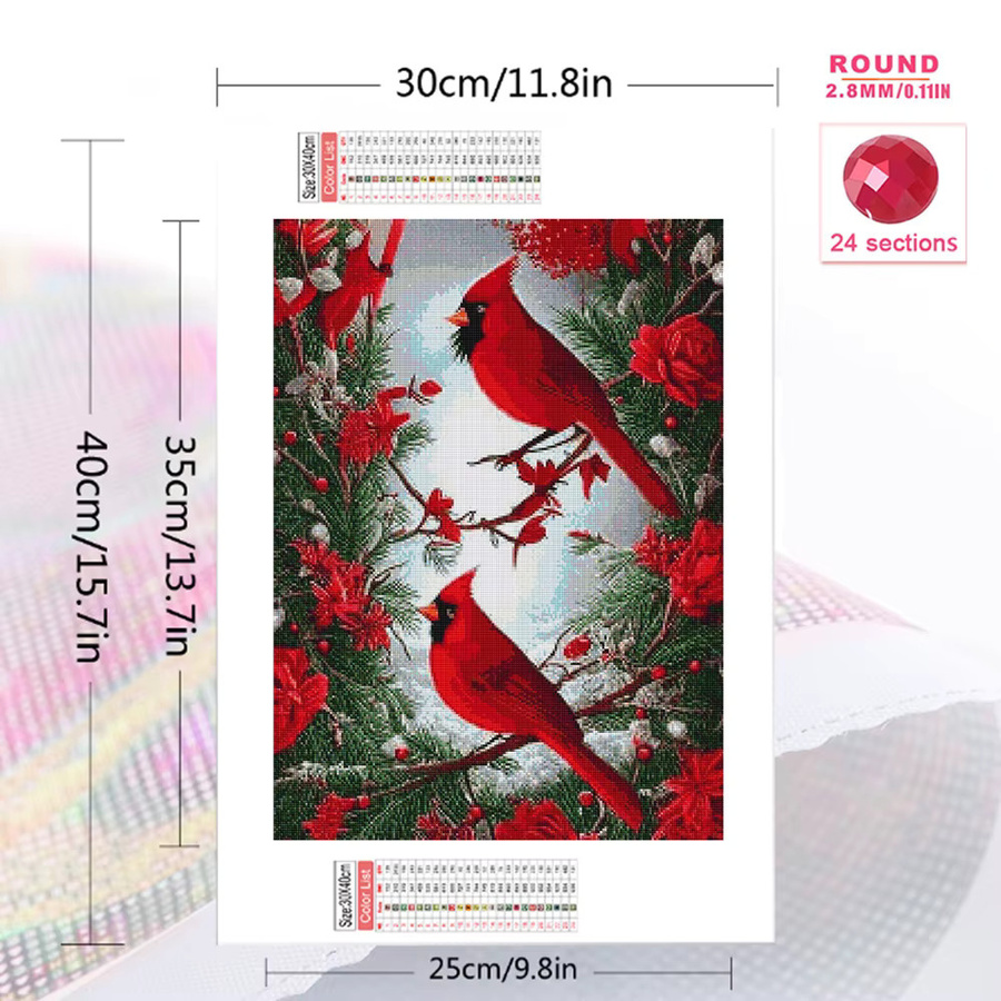 Evershine Diamant-Malerei Vogel- und Blumenmotiv als Bastelset mit Strasssteinen in Multicolour, B/H: 30 x 20 cm - Bild 2