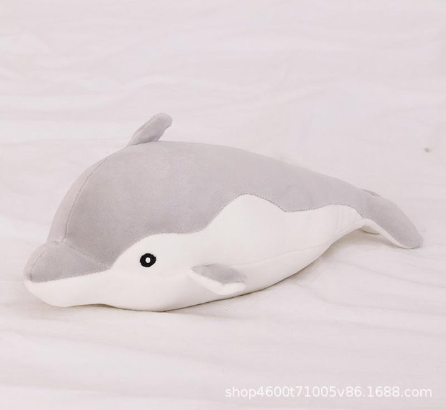 Niedliches Delfin Plüschtier, Puppe, Kissen, grau - Bild 1