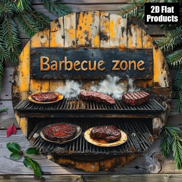 Vintage BBQ Zone Schild aus Metall von Zone Denmark, rustikale Grill-Dekorplatte, Mehrfarbig, B/H: 20 x 20 cm - Bild 1