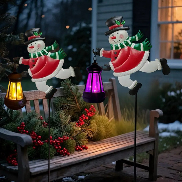 Leclstar Solarleuchte Weihnachtsschneemann als LED-Gartendekoration in Mehrfarbig für Hof und Rasen - Bild 1