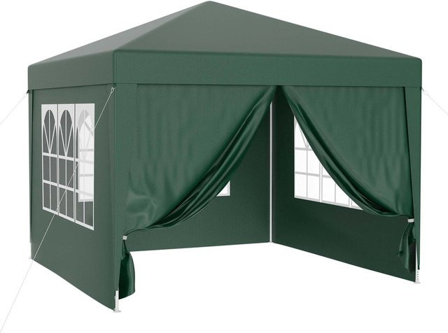 Wiltec Gartenpavillon Partyzelt in Grün mit UV-Schutz 50+ und abnehmbaren Seitenteilen, B/T: 300 x 300 cm - Bild 1