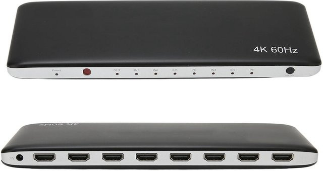 Honor Electronics HD Multimedia HDMI Switch mit 7 Eingängen und 1 Ausgang, 4K bei 60Hz, inklusive Fernbedienung, Schwarz - Bild 1