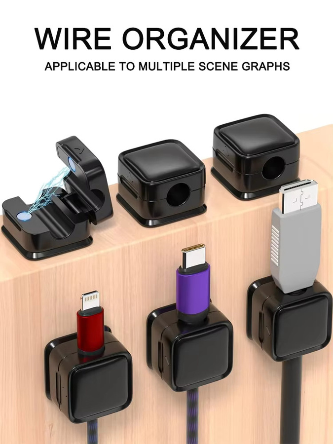 VAORLO Magnetische Kabelclips zur Kabelaufbewahrung als selbstklebender Kabelhalter für Zuhause, Büro und Auto in Schwarz oder Weiß - Bild 7