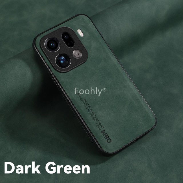 Stoßfeste magnetische Nubukleder-Schutzhülle für OPPO Find X9 Pro in Grün - Bild 1