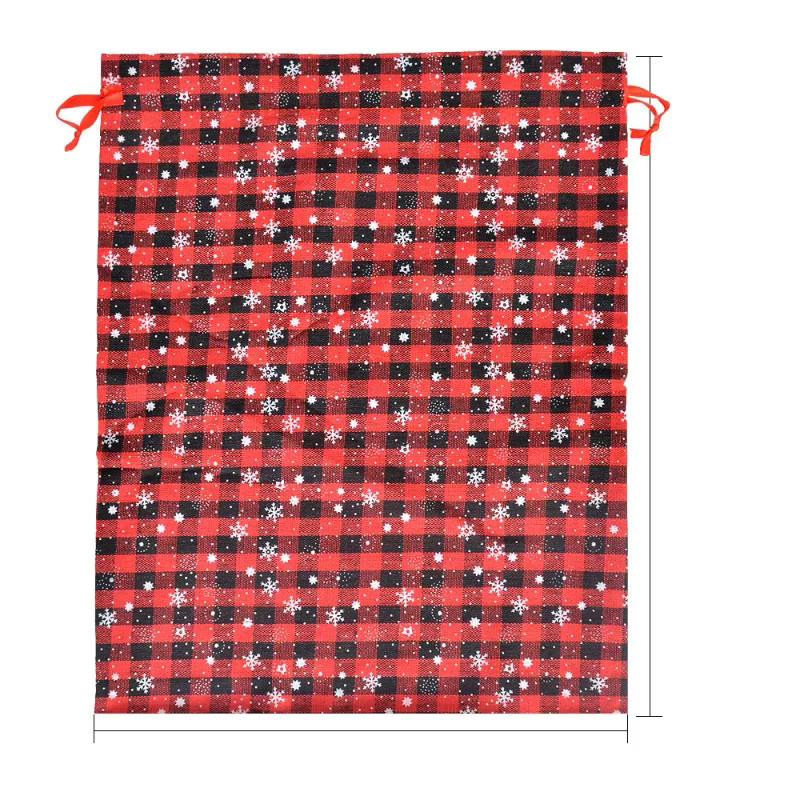 Rote Weihnachtsgeschenktüte aus Baumwollstoff mit Kordelzug und Schneeflockendruck, B: 50 cm, H: 40 cm - Bild 3