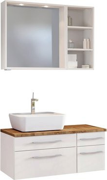 HELD MÖBEL Waschtisch-Set DAVOS, 8-teilig, Weiss, modern, wandmontiert - Bild 1