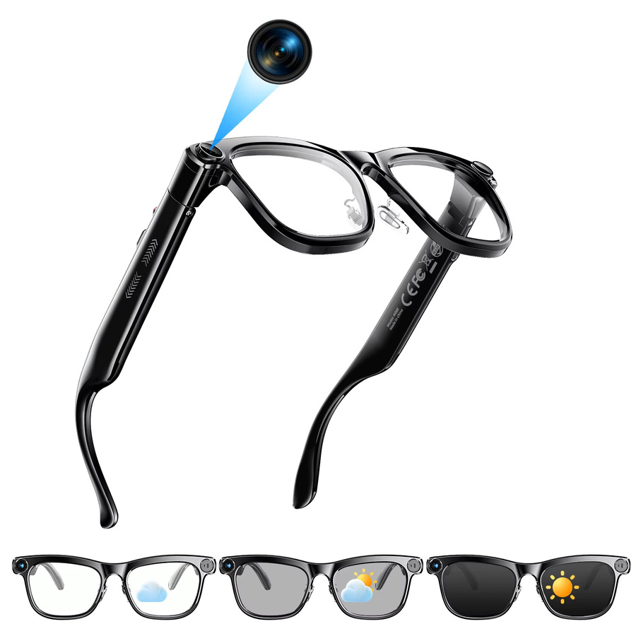 KAIGERR AI Smart-Brille mit 4K Kamera, Bluetooth, Sprachübersetzung und Fotoerkennung, Schwarz, Unisex - Bild 7
