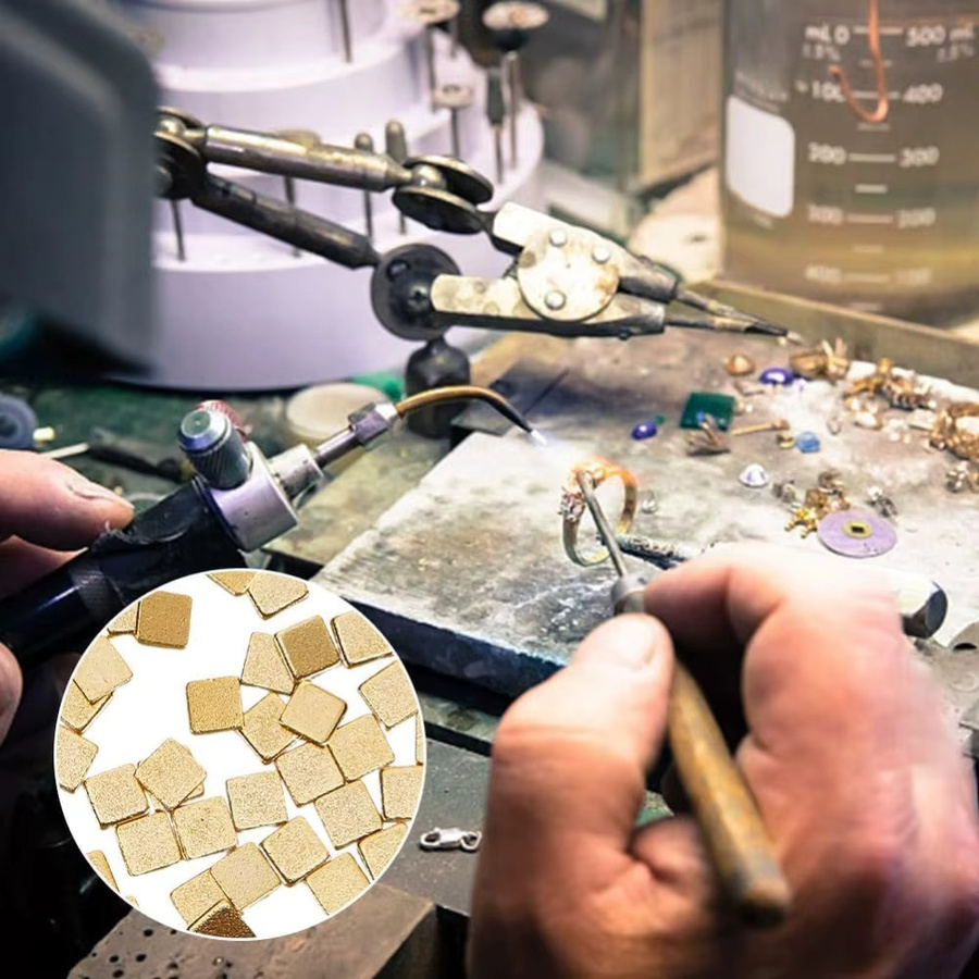 24K Gold Plated Brass Solder Chips, 2x2mm - Bild 3