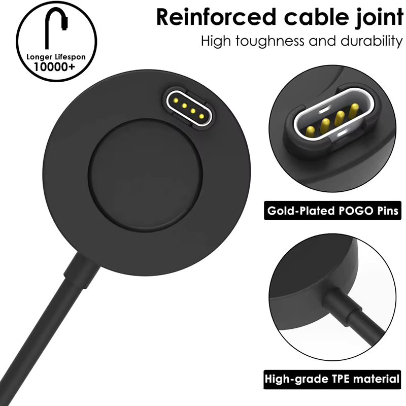 Mrgabwte USB-Ladekabel für Garmin Smartwatches mit Staubstecker, Schwarz - Bild 3