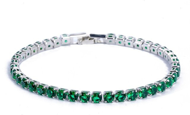 Armband Kette Zirkonia, Silber, grün, Damen - Bild 1