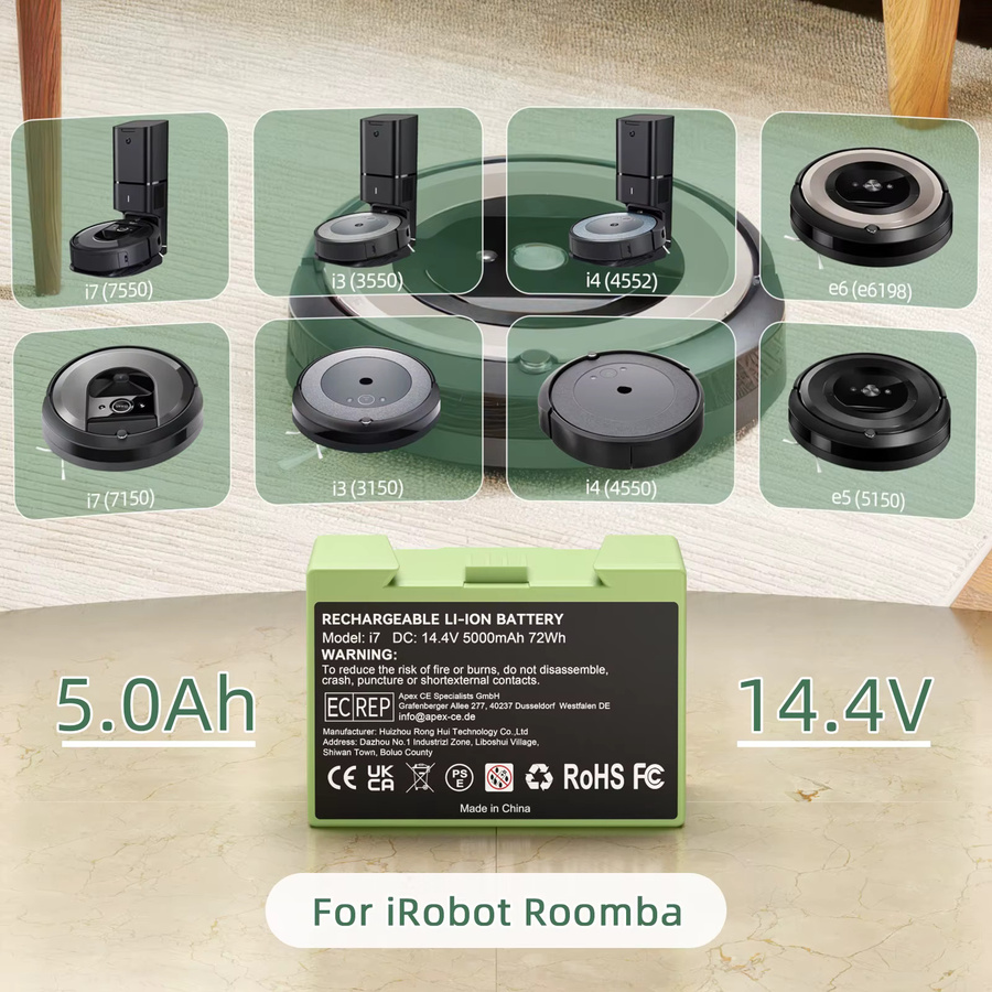 Bonacell Ersatzakku 14,4V 5000mAh für iRobot Roomba I7, I3, I4, E5, E6 Saugroboter - Bild 4