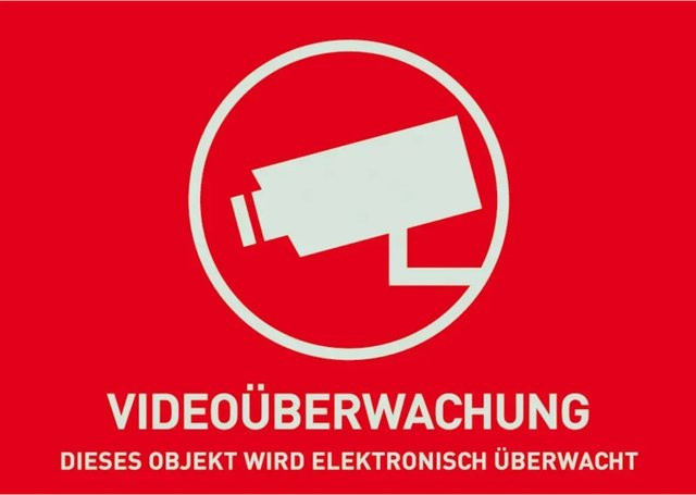 ABUS Warnaufkleber Videoüberwachung in Rot, Breite: 7,4 cm, Höhe: 5,25 cm - Bild 1