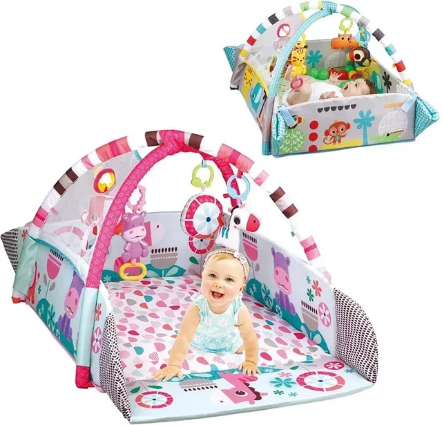 Multifunktionale Baby Fitness Decke mit Krabbelrahmen und pädagogischem Spielzeug in Pink und Multicolour von Vzsqyau - Bild 1