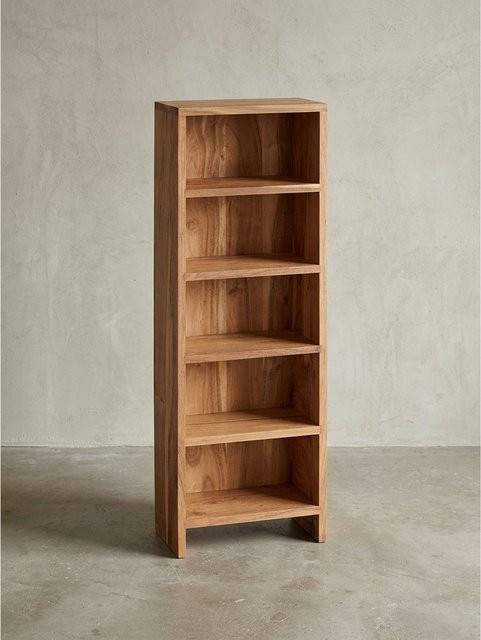 CD-Regal MUMBAI aus Massivholz Akazie in Braun mit 5 Fächern im Landhausstil, B/T/H: 30 x 17 x 90 cm - Bild 1