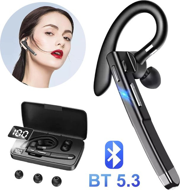 occkic Bluetooth 5.3 Headset mit Geräuschunterdrückung und Digitalanzeige in Schwarz für LKW-Fahrer und Business sowie Sport - Bild 1