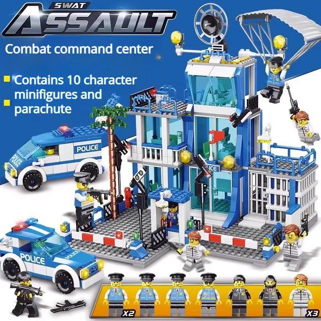 Stadtpolizei-Gebäude, Steinbaustein-Set, Gebäude, ab 6 Jahren - Bild 1