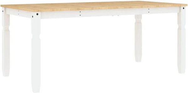 vidaXL Esstisch Corona in Weiß aus massivem Kiefernholz, B/T/H: 180 x 90 x 75 cm