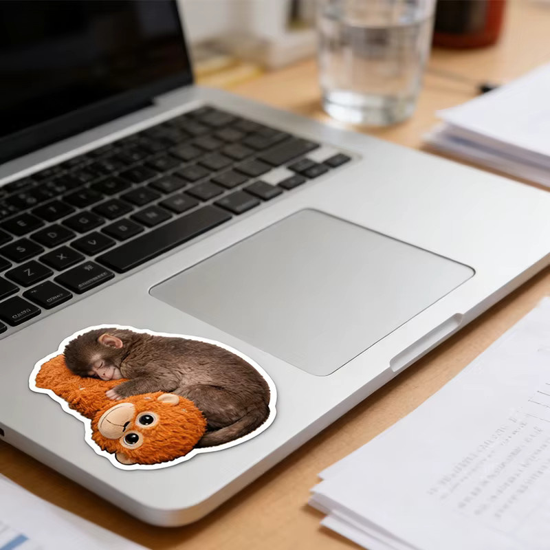 Protect Punch The Monkey Aufkleber, bunter Kawaii Baby-Affe Sticker für Wasserflaschen, Notebook und Handy - Bild 4