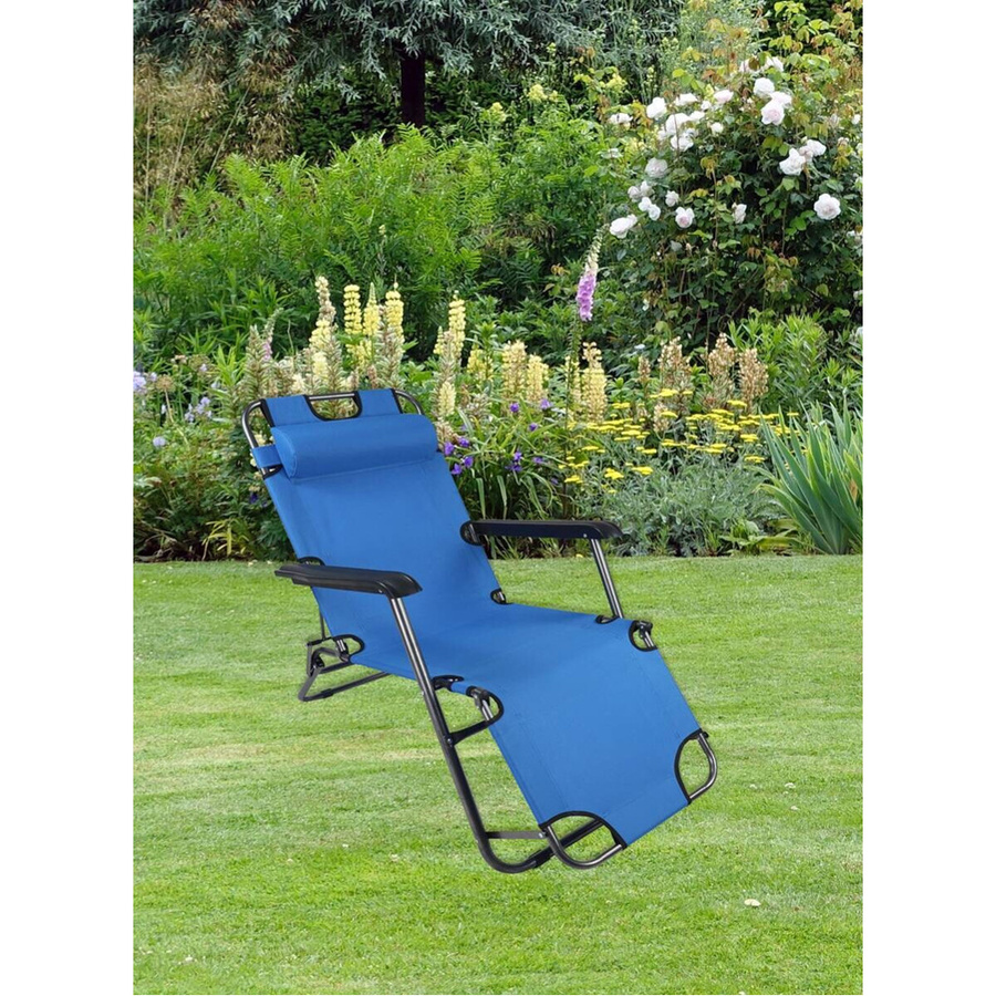 VCM Sonnenliege Maltosa blau aus Textilene und Stahl, klappbar, B: 60 cm, H: 27 cm, L: 153 cm - Bild 3