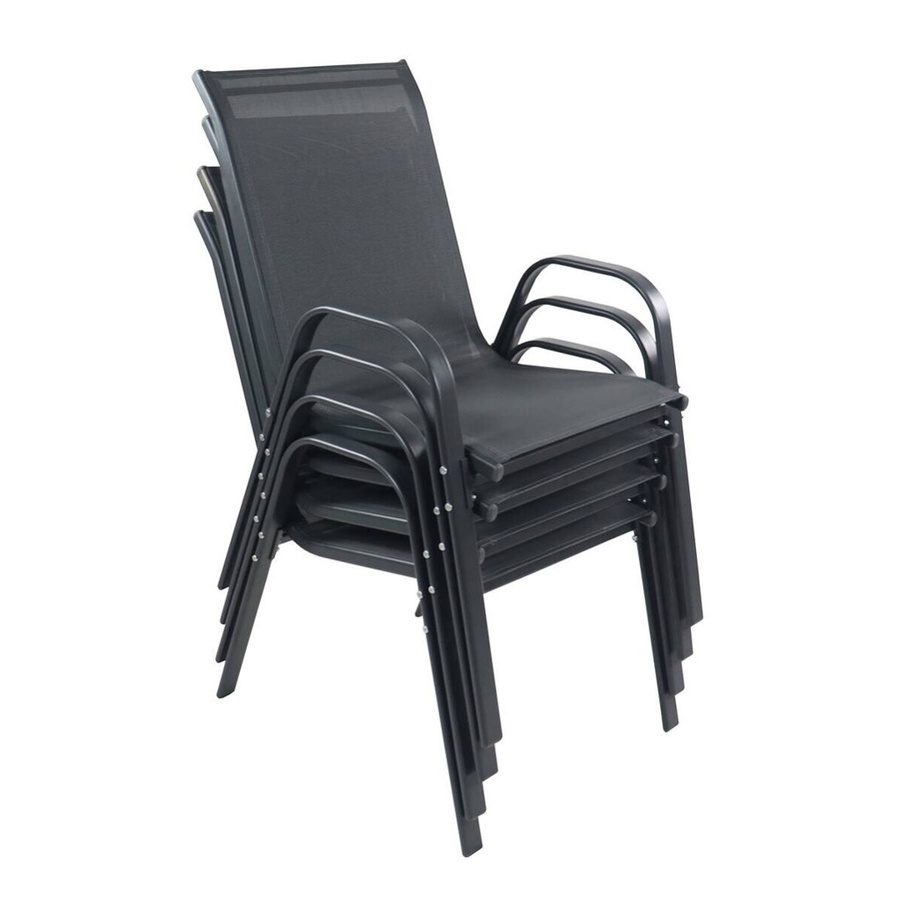VCM 4er Set Gartenstühle aus Metall und Textilene in Anthrazit, stapelbare Outdoor-Stühle für Terrasse und Garten, B/H/T: 56 x 89 x 73 cm - Bild 2
