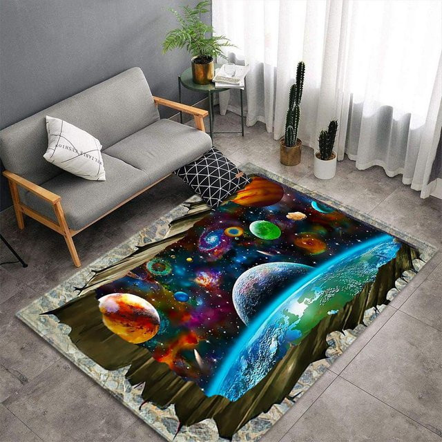 JGJG Weltraum 3D Teppich Galaxie Universum Design, Mehrfarbig, B/B: 150 x 240 cm - Bild 1