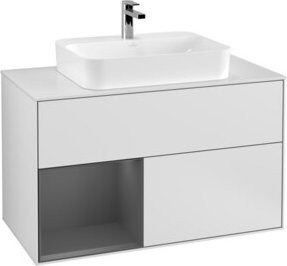 V&B Waschtischunterschrank Finion 100 in Anthrazit und Weiß, lackiert, B/T/H: 100 x 50,1 x 50,1 cm - Bild 1