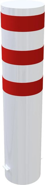 Schake Absperrpoller aus Stahl zum Einbetonieren in Weiß-Rot, Durchmesser: 32,3 cm - Bild 1
